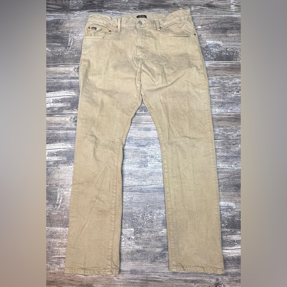 Polo Ralph Lauren Pant - Varick Slim Straight - Khaki Denim Pant - 36x32 - GUC